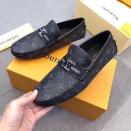 Replica Louis Vuitton Navy Monogram LV Buckle Loafers