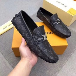 Replica Louis Vuitton Navy Monogram LV Buckle Loafers