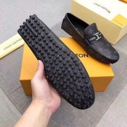 Replica Louis Vuitton Navy Monogram LV Buckle Loafers
