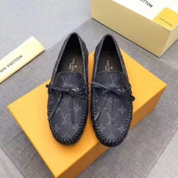 Replica Louis Vuitton Black Monogram Tassel Loafers