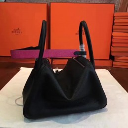 Replica Hermes Black Fuchsia Lindy 30 Bag