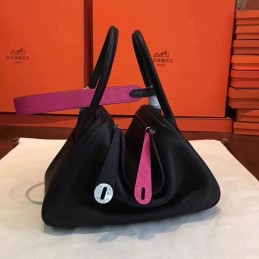 Replica Hermes Black Fuchsia Lindy 30 Bag