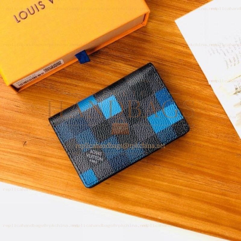 Replica Louis Vuitton Blue Damier Graphite Pocket Organizer