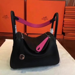 Replica Hermes Black Fuchsia Lindy 30 Bag