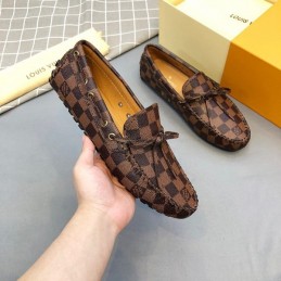 Replica Louis Vuitton Brown Damier Driver Loafers