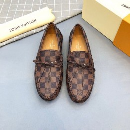 Replica Louis Vuitton Brown Damier Driver Loafers