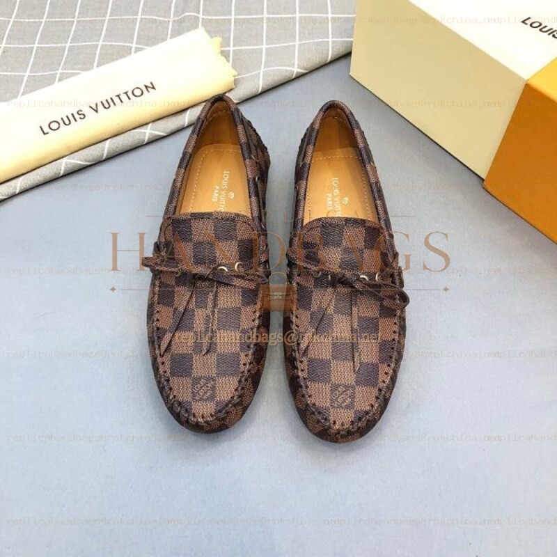 Replica Louis Vuitton Brown Damier Driver Loafers