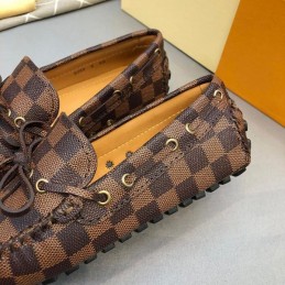 Replica Louis Vuitton Brown Damier Driver Loafers