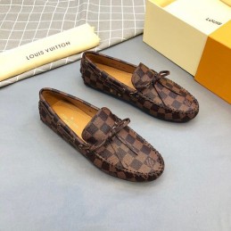 Replica Louis Vuitton Brown Damier Driver Loafers