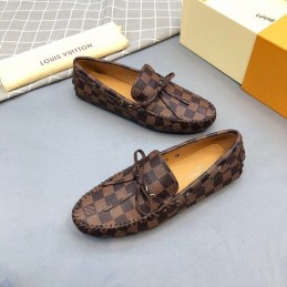 Replica Louis Vuitton Brown Damier Driver Loafers