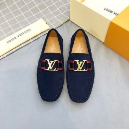 Replica Louis Vuitton Navy Suede Multicolor LV Loafers