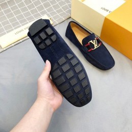 Replica Louis Vuitton Navy Suede Multicolor LV Loafers