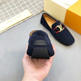 Replica Louis Vuitton Navy Suede Multicolor LV Loafers
