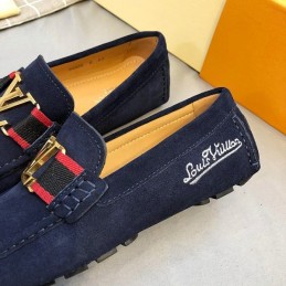 Replica Louis Vuitton Navy Suede Multicolor LV Loafers