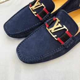 Replica Louis Vuitton Navy Suede Multicolor LV Loafers