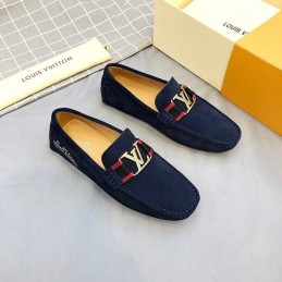 Replica Louis Vuitton Navy Suede Multicolor LV Loafers