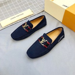 Replica Louis Vuitton Navy Suede Multicolor LV Loafers