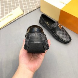 Replica Louis Vuitton Gray Damier Silver Buckle Loafers