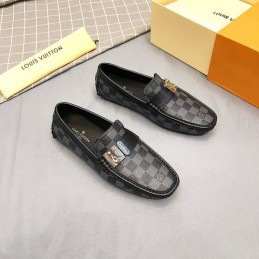 Replica Louis Vuitton Gray Damier Silver Buckle Loafers
