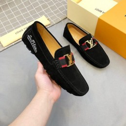 Replica Louis Vuitton Black Suede Multicolor LV Loafers