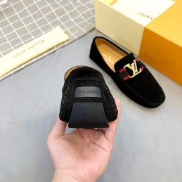 Replica Louis Vuitton Black Suede Multicolor LV Loafers