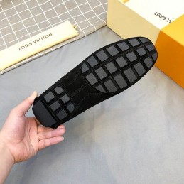 Replica Louis Vuitton Black Suede Multicolor LV Loafers