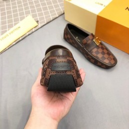 Replica Louis Vuitton Brown Damier Gold Buckle Loafers