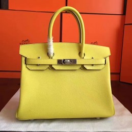 Replica Hermes Yellow Birkin 30 Palladium Hardware Bag