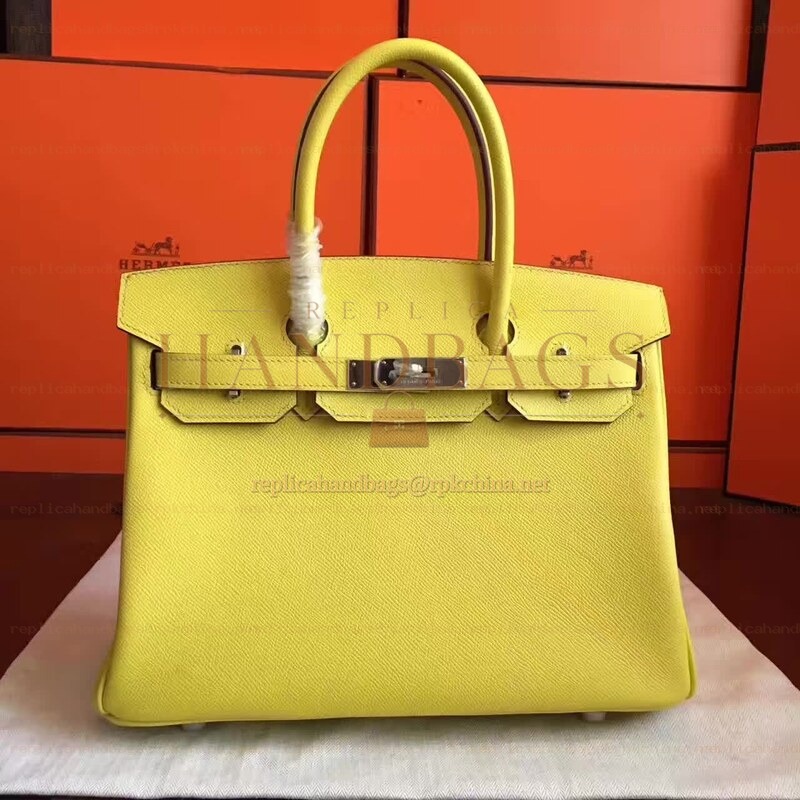 Replica Hermes Yellow Birkin 30 Palladium Hardware Bag