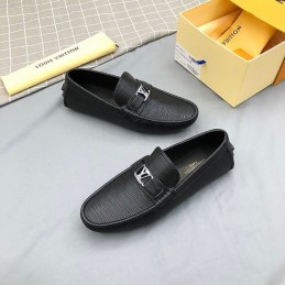 Replica Louis Vuitton Black Epi Leather Silver LV Loafers
