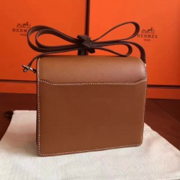 Replica Hermes Brown Roulis 18 Bag Palladium Chain