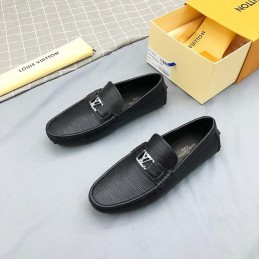 Replica Louis Vuitton Black Epi Leather Silver LV Loafers