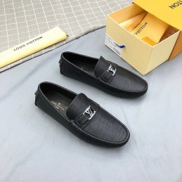 Replica Louis Vuitton Black Epi Leather Silver LV Loafers