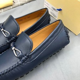 Replica Louis Vuitton Navy Leather Horsebit Loafers