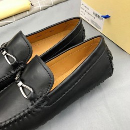 Replica Louis Vuitton Black Leather Horsebit Loafers