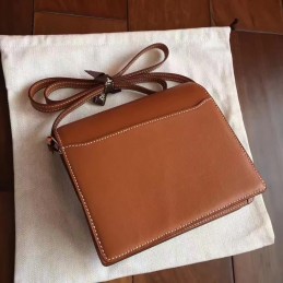 Replica Hermes Brown Roulis 18 Bag Palladium Chain