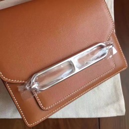 Replica Hermes Brown Roulis 18 Bag Palladium Chain