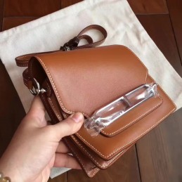 Replica Hermes Brown Roulis 18 Bag Palladium Chain