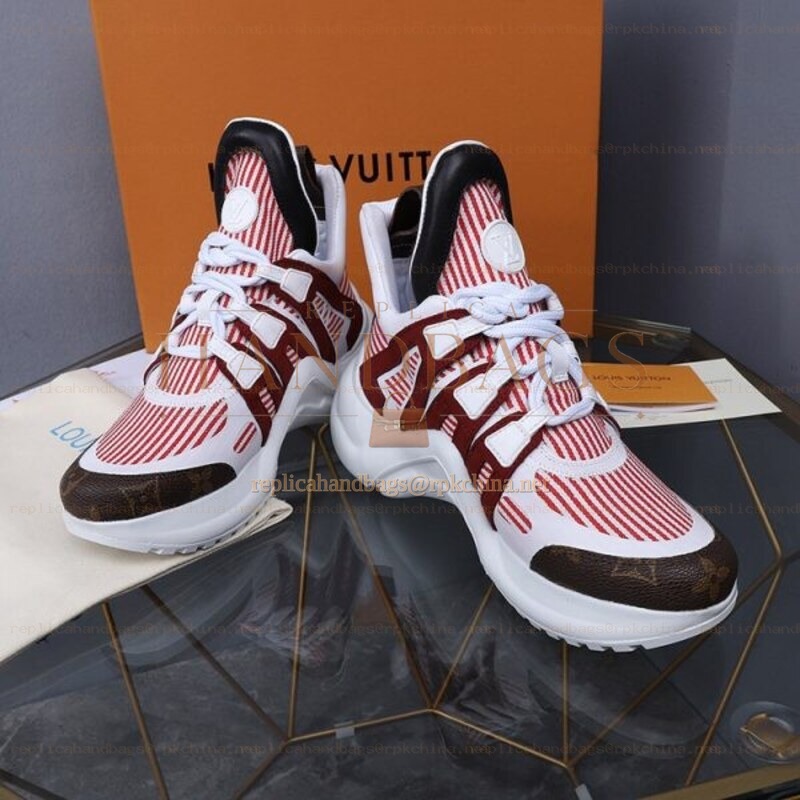Replica Louis Vuitton White Red Burgundy Archlight Trainers Sneakers