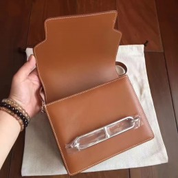 Replica Hermes Brown Roulis 18 Bag Palladium Chain