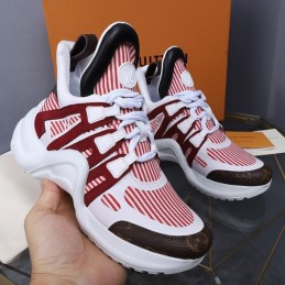 Replica Louis Vuitton White Red Burgundy Archlight Trainers Sneakers