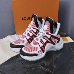 Replica Louis Vuitton White Red Burgundy Archlight Trainers Sneakers