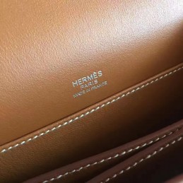 Replica Hermes Brown Roulis 18 Bag Palladium Chain
