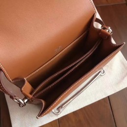Replica Hermes Brown Roulis 18 Bag Palladium Chain