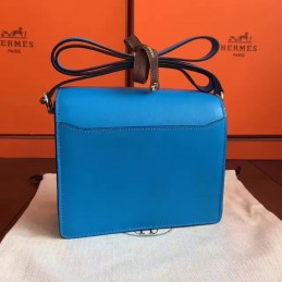 Replica Hermes Blue Roulis 18 Bag Palladium Chain