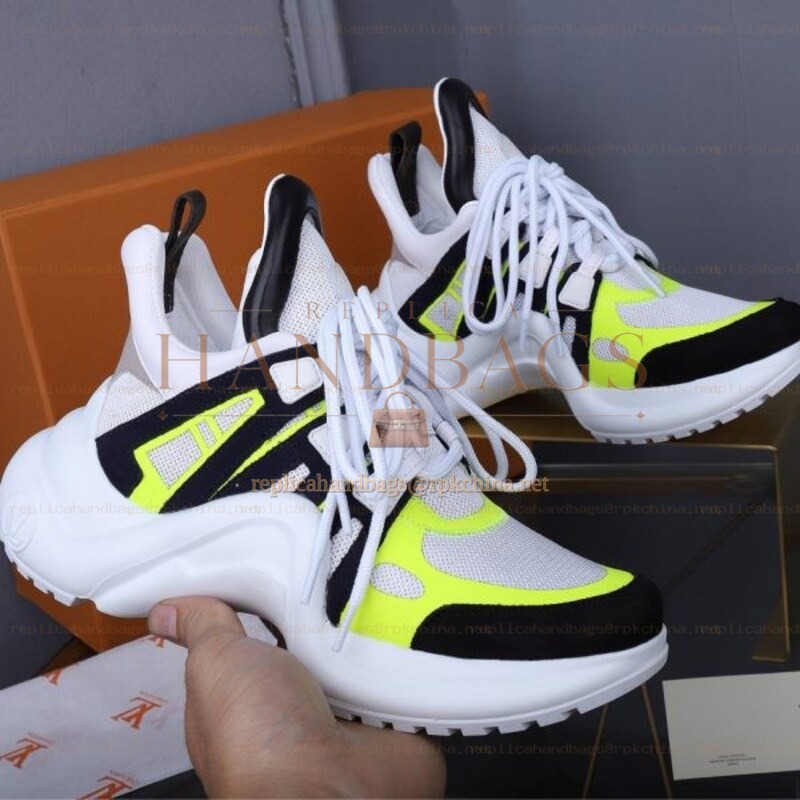Replica Louis Vuitton White Neon Yellow Black Archlight Trainers Sneakers