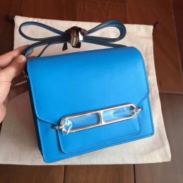 Replica Hermes Blue Roulis 18 Bag Palladium Chain