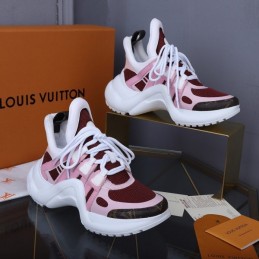 Replica Louis Vuitton White Dark Burgundy Archlight Trainers Sneakers