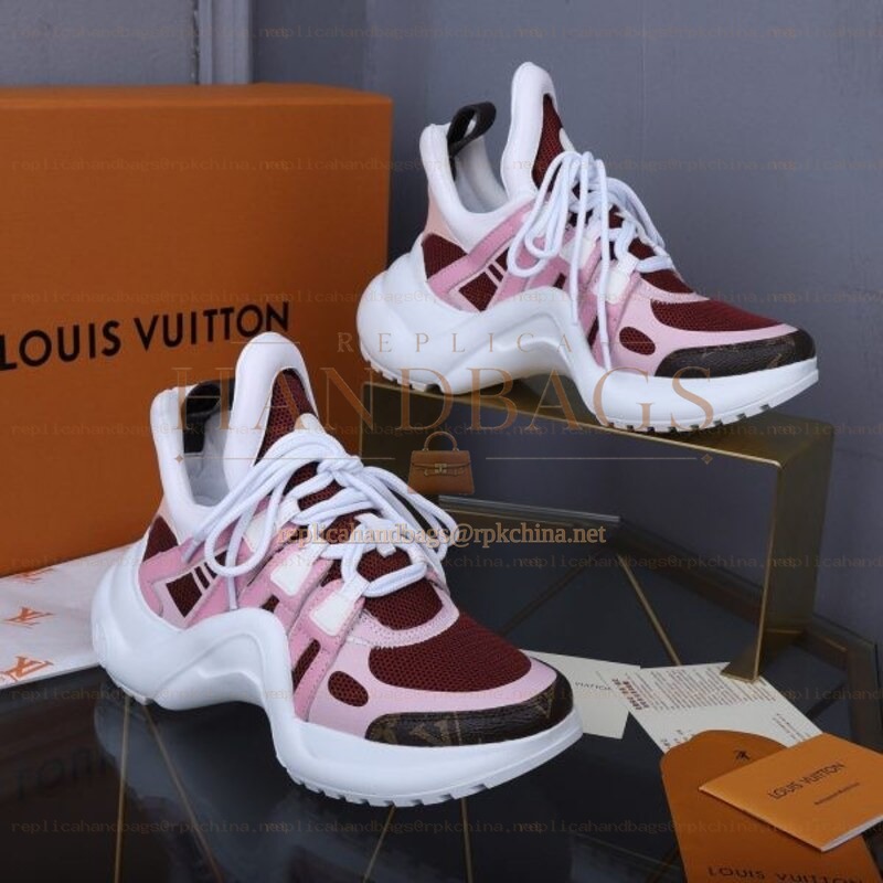 Replica Louis Vuitton White Dark Burgundy Archlight Trainers Sneakers
