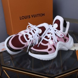 Replica Louis Vuitton White Dark Burgundy Archlight Trainers Sneakers